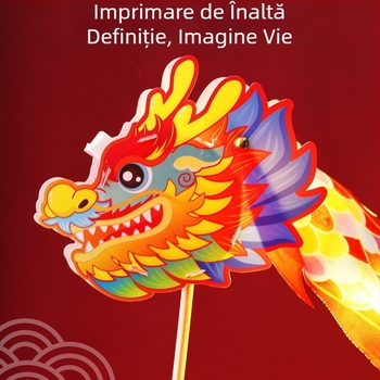 Lampion dragon handmade pentru Festivalul de Toamnă la Mijloc – lampion luminos, rotativ, de tip palat, pentru copii, decor pentru dansul dragonilor