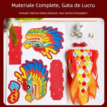 Lampion dragon handmade pentru Festivalul de Toamnă la Mijloc – lampion luminos, rotativ, de tip palat, pentru copii, decor pentru dansul dragonilor