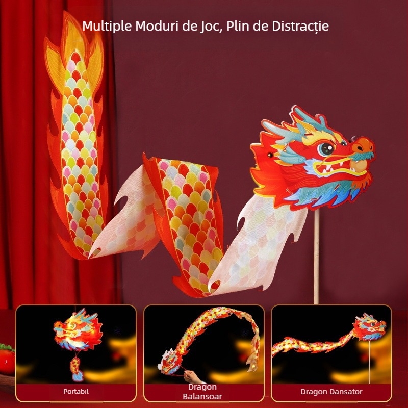Lampion dragon handmade pentru Festivalul de Toamnă la Mijloc – lampion luminos, rotativ, de tip palat, pentru copii, decor pentru dansul dragonilor