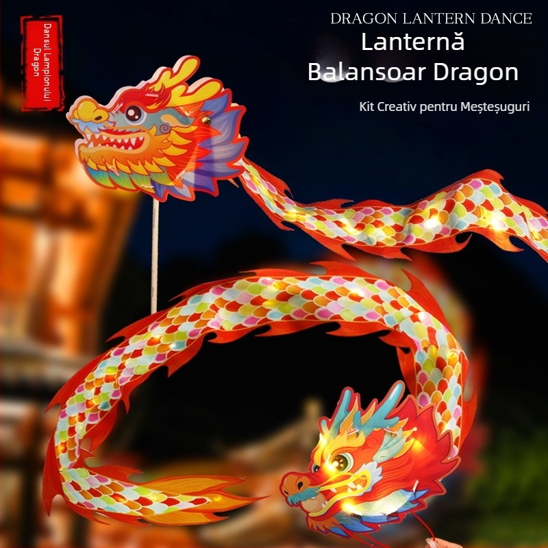 Lampion dragon handmade pentru Festivalul de Toamnă la Mijloc – lampion luminos, rotativ, de tip palat, pentru copii, decor pentru dansul dragonilor