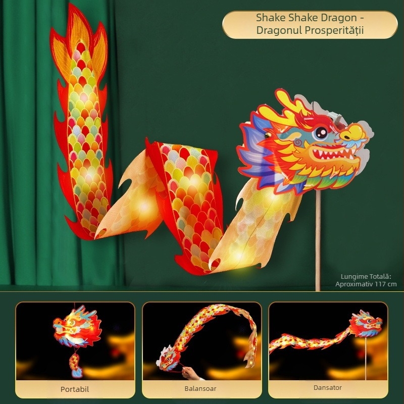 Lampion dragon handmade pentru Festivalul de Toamnă la Mijloc – lampion luminos, rotativ, de tip palat, pentru copii, decor pentru dansul dragonilor