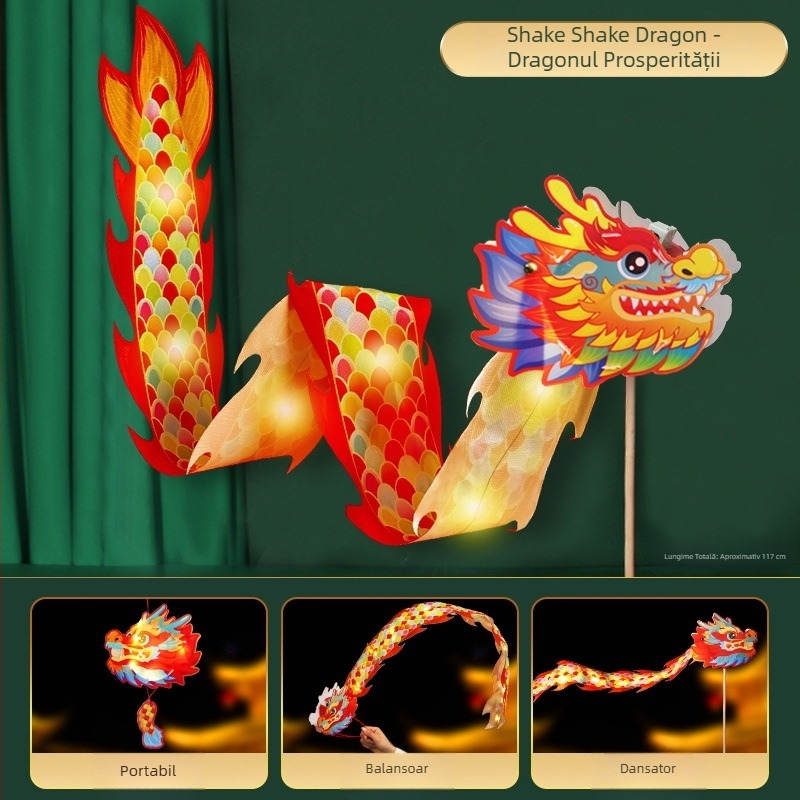 Lampion dragon handmade pentru Festivalul de Toamnă la Mijloc – lampion luminos, rotativ, de tip palat, pentru copii, decor pentru dansul dragonilor