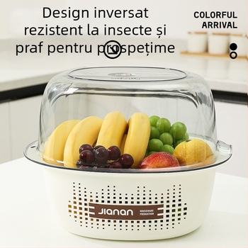 Coș dublu-strat pentru bucătărie, pentru spălarea legumelor și orezului, elegant platou pentru fructe