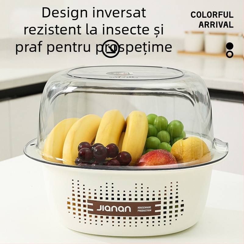 Coș dublu-strat pentru bucătărie, pentru spălarea legumelor și orezului, elegant platou pentru fructe