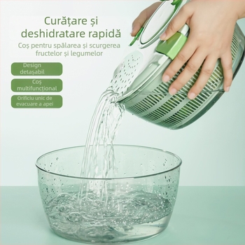 Dehidrator pentru fructe, legume și salate, cu manivelă, personalizat; coș filtrare apă cu dublă funcție