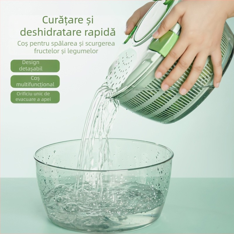 Dehidrator pentru fructe, legume și salate, cu manivelă, personalizat; coș filtrare apă cu dublă funcție