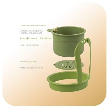 Coș de scurgere pentru chiuvetă, cu filtru pentru resturi alimentare și raft pentru spălarea și scurgerea fructelor