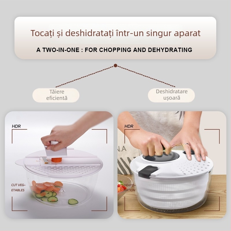 Personalizat 2-în-1 Dehidrator și Tăietor de Legume, Dehidrator pentru Salate, Dispozitiv Multifuncțional pentru Răzuire și Feliere