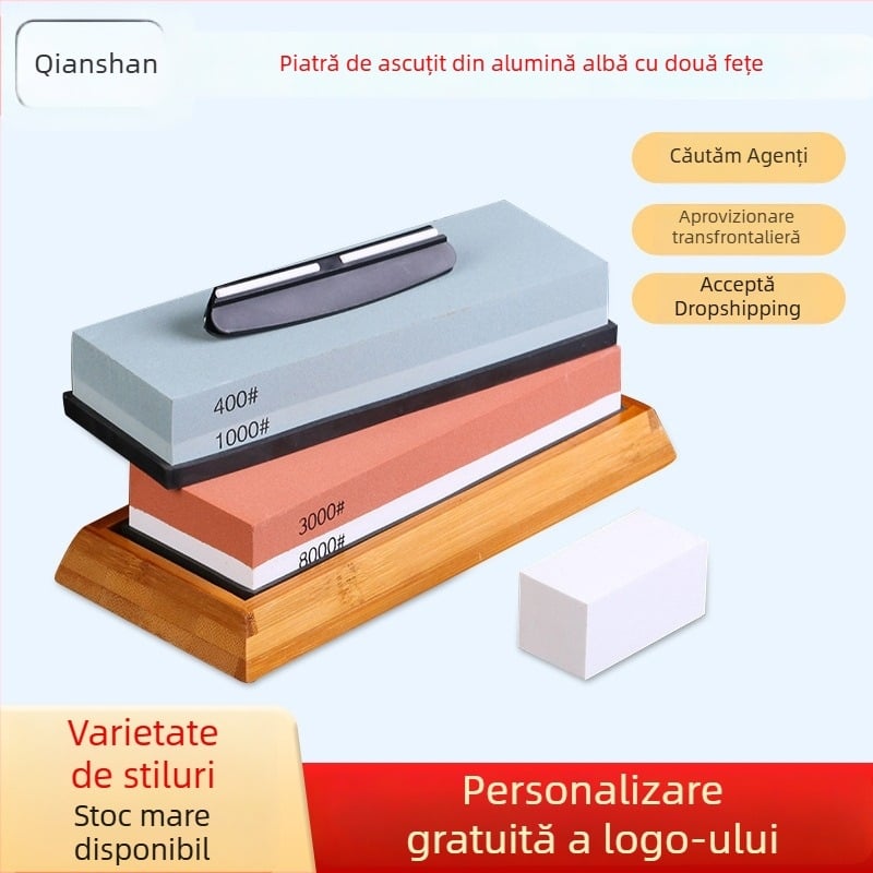 Set de piatră de ascuțit din corund cu ulei, granulații 400/8000, roșu și alb, pentru bucătărie, dimensiuni multiple
