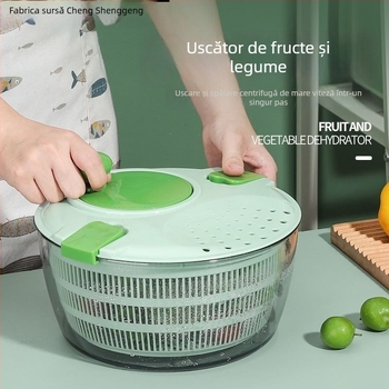 Coș mare manual pentru spălarea și uscarea legumelor și fructelor, cu dispozitiv de scurgere