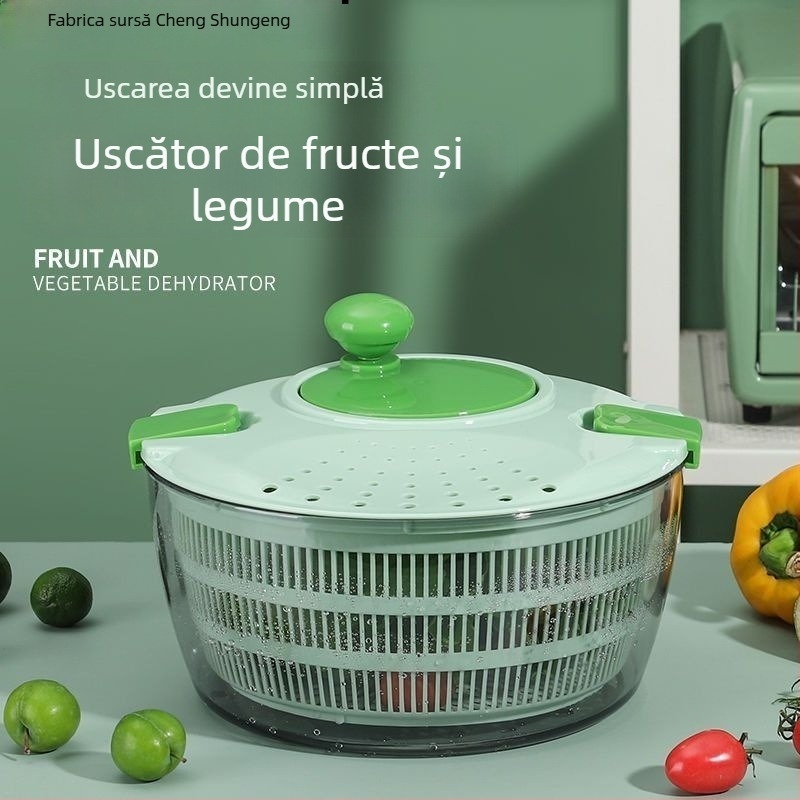 Coș mare manual pentru spălarea și uscarea legumelor și fructelor, cu dispozitiv de scurgere