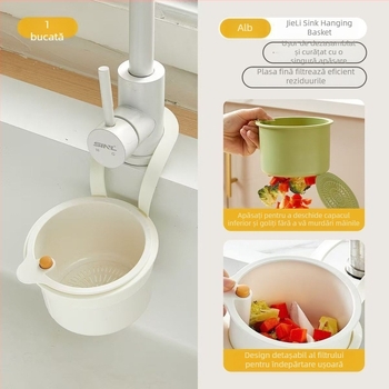 Coș suspendat pentru chiuvetă, separator pentru resturi alimentare, spălarea și scurgerea fructelor
