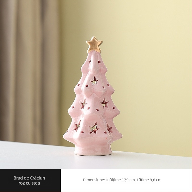 Brad de Crăciun din ceramică – lampă de veghe pentru birou, decor creativ pentru Crăciun, cadou pentru prieteni