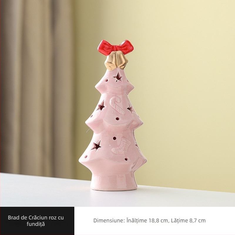 Brad de Crăciun din ceramică – lampă de veghe pentru birou, decor creativ pentru Crăciun, cadou pentru prieteni