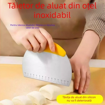 Initial Profit Cuțit din oțel inoxidabil pentru aluat și raclă pentru chifle – unelte de patiserie, calitate alimentară, realizată manual