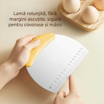 Cuțit de tăiere din oțel inoxidabil cu scară gradată, pentru cofetărie, tăiere făină, tăiere tăiței, tăietor de napolitană (nougat), racletă