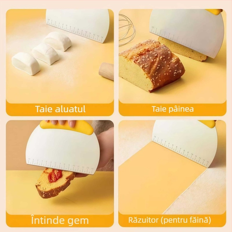 Cuțit de tăiere din oțel inoxidabil cu scară gradată, pentru cofetărie, tăiere făină, tăiere tăiței, tăietor de napolitană (nougat), racletă