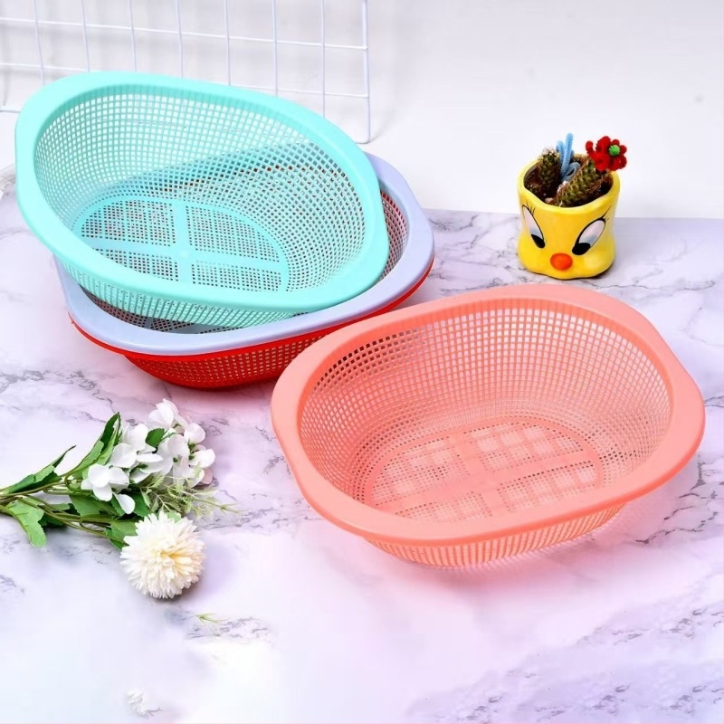 Coș oval din plastic pentru spălarea orezului, drenaj în bucătărie, pentru fructe și legume, multifuncțional pentru uz casnic