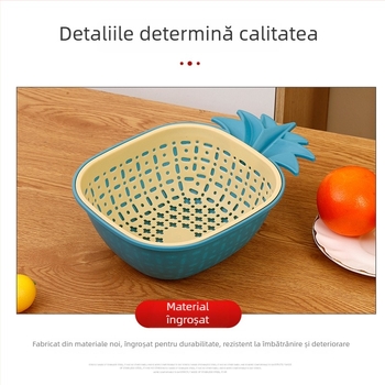 Coș de plastic, dublu nivel, pentru uz casnic, spălarea legumelor, separare uscat–umed, coș pentru fructe și legume