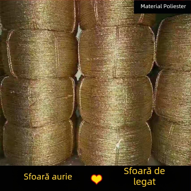 Sfoară aurie din poliester pentru ambalarea hârtiei uzate, laminare în seră, legare grea, sfoară pe bobină