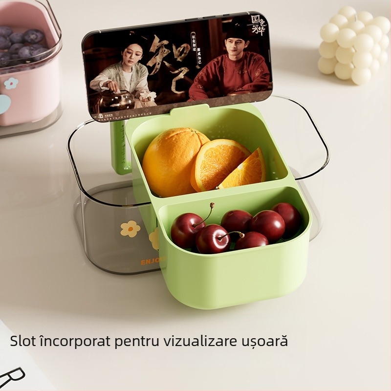 Coș de scurgere dublu nivel, îngroșat, pentru gustări și fructe — ideal pentru semințe de floarea-soarelui, fructe uscate și fructe în living
