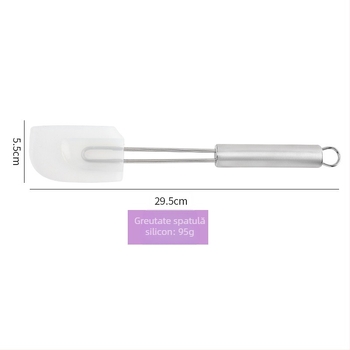 Spatulă din silicon cu mâner din oțel inoxidabil, pentru tort, cremă, gem și avocado – instrument de cofetărie
