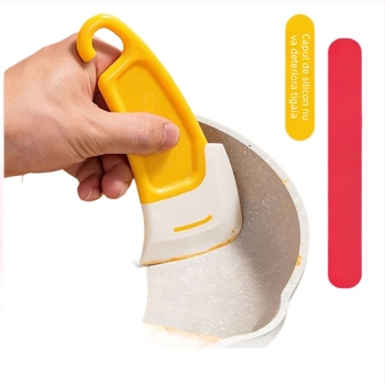Spatulă din silicon alimentar, rezistentă la temperaturi înalte, pentru cremă și cofetărie, cu răzuitor încorporat de mari dimensiuni