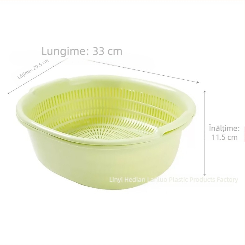 Coș dublu din plastic pentru scurgere în bucătărie, pentru spălarea legumelor și fructelor, cu utilizări multiple pentru clătirea orezului