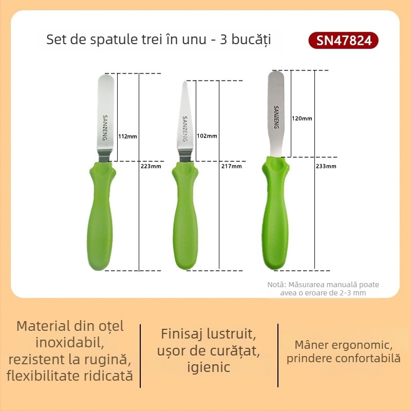 UN35211 Set de 3 spatule pentru netezirea cremei la torturi