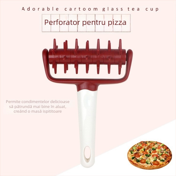 Set nou de unelte pentru cofetărie: rulou pentru pizza cu găuri de ventilație, rolă pentru aluat cu ace, rotiță pentru biscuiți cu ace