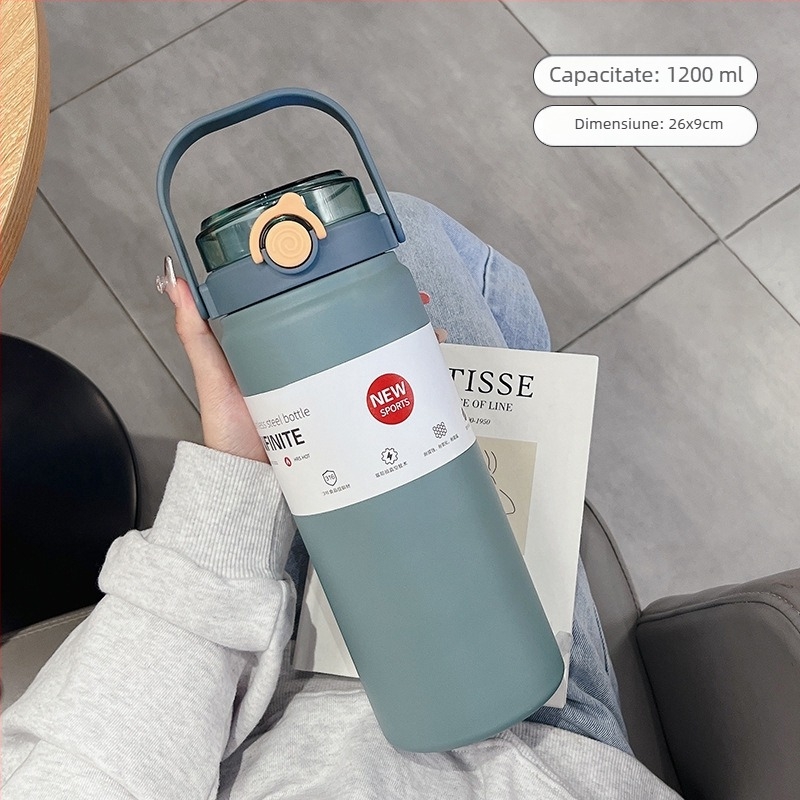 Termos izolat de 1000 ml, din oțel inoxidabil, interior 316, exterior 304, design minimalist, portabil
