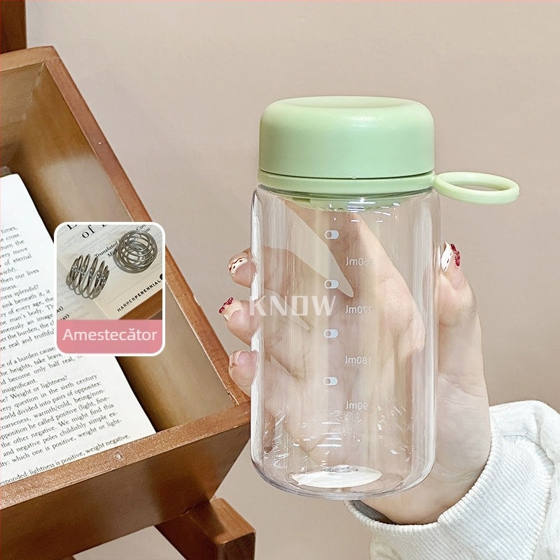 Pahar transparent din plastic pentru apă și ceai, portabil, minimalist, pentru fete și studente
