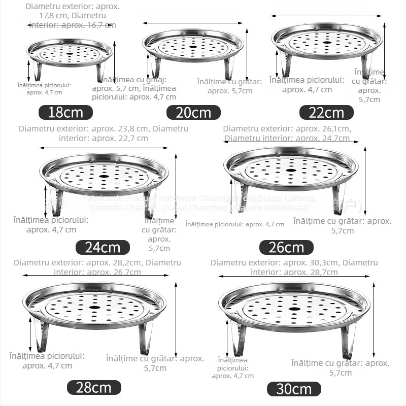 Raft de abur din oțel inoxidabil cu picioare înalte, detașabil, pentru uz casnic, tavă de abur îngroșată pentru wok