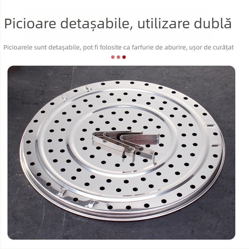 Suport de aburi din oțel inoxidabil, rotund, cu picioare, vas de aburi multifuncțional pentru bucătărie