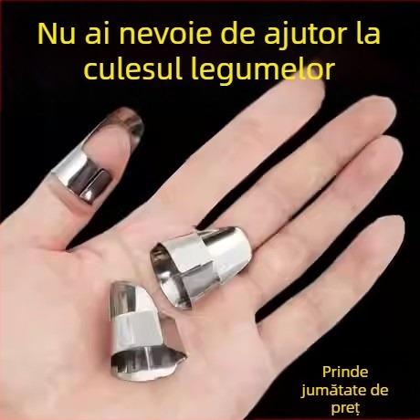 Protector deget din oțel inoxidabil cu cuțit pentru degetul mare — protecție pentru tăierea legumelor și curățarea usturoiului