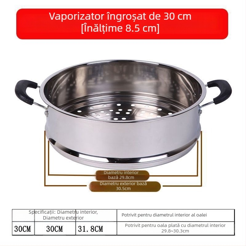 Coș de abur din oțel inoxidabil întărit, cu capacitate mare, grilă și tavă pentru aburi, insert multipurpose pentru oală, 28–40 cm