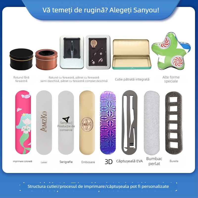 Cutie metalică argintie dreptunghiulară pentru unghii, cutie de depozitare pentru clești de unghii, clești pentru piele și foarfece pentru unghii