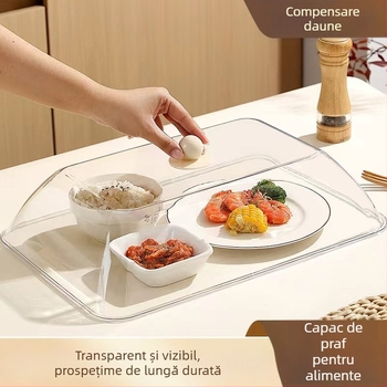 Cap pătrat din plastic, de calitate alimentară, transparent, protecție împotriva prafului, pentru alimentație rapidă comercială, acoperire pentru produse de panificație