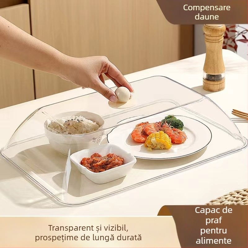 Cap pătrat din plastic, de calitate alimentară, transparent, protecție împotriva prafului, pentru alimentație rapidă comercială, acoperire pentru produse de panificație