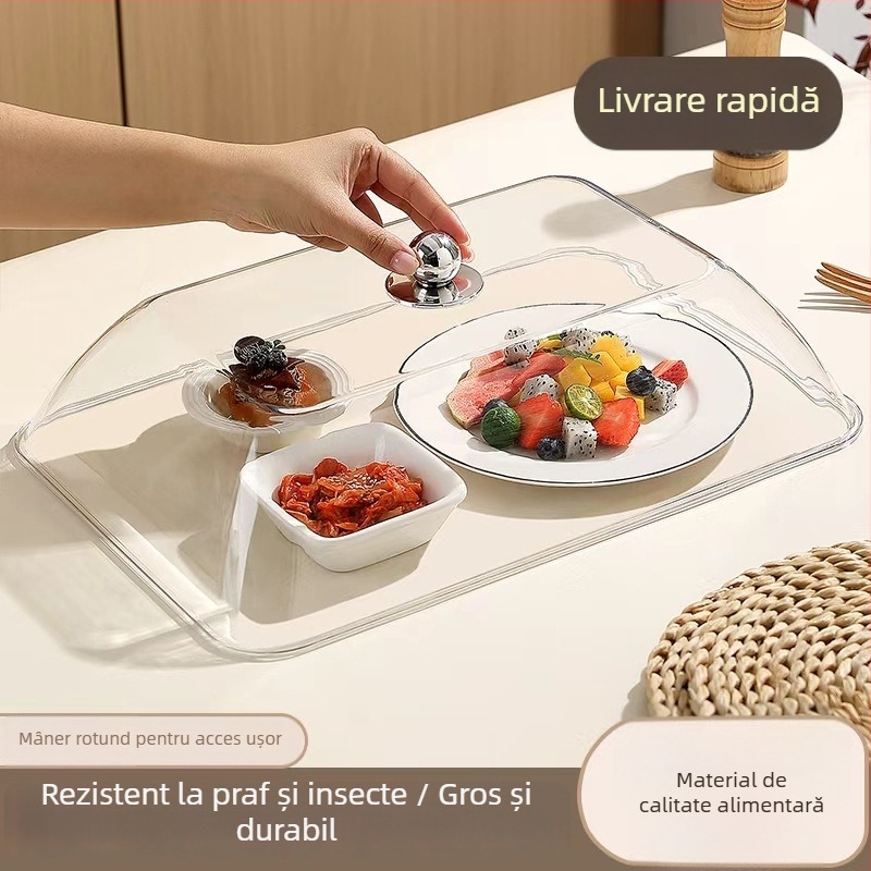 Cap pătrat din plastic, de calitate alimentară, transparent, protecție împotriva prafului, pentru alimentație rapidă comercială, acoperire pentru produse de panificație
