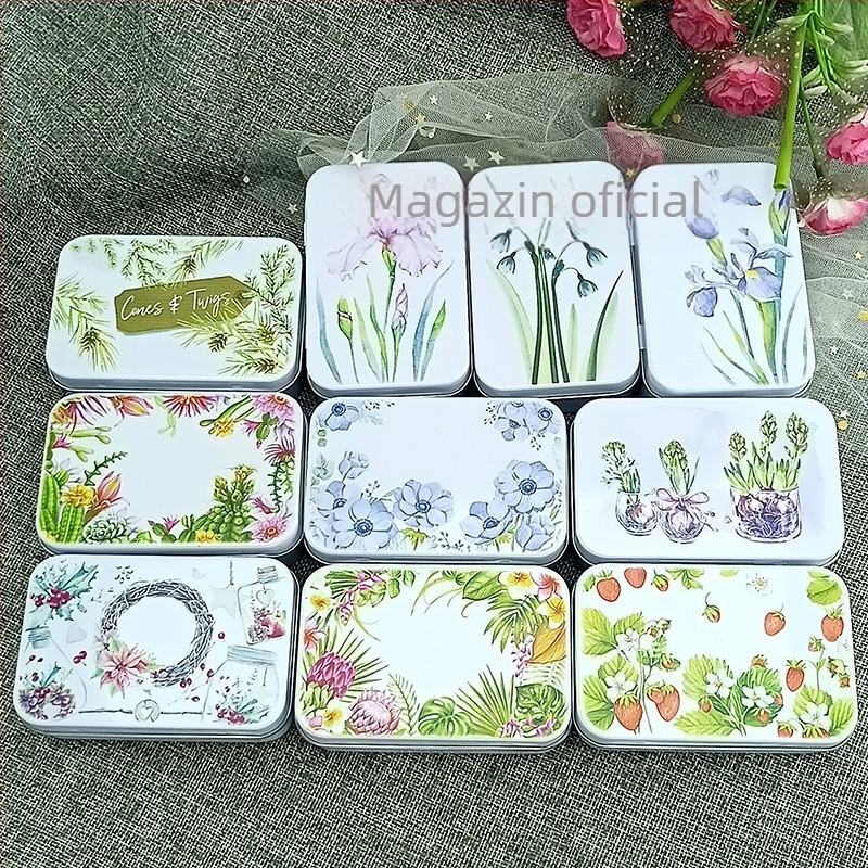 Cutie metalică pătrată cu capac pentru ambalarea săpunului făcut manual și accesorii