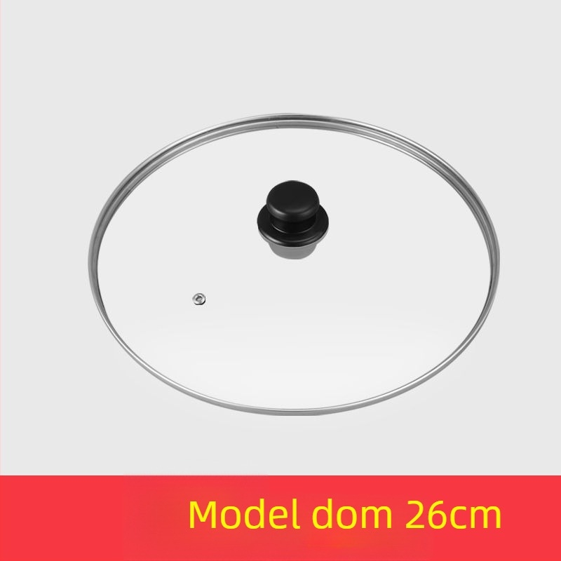 Capac de oală cu mâner din plastic, sticlă întărită, capac pentru tigaie cu fund plat