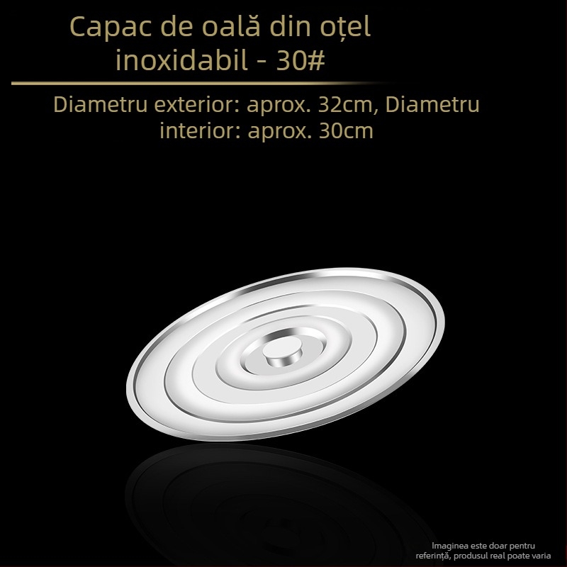 Capac pentru găleata de supă din oțel inoxidabil, gros, de calitate alimentară, capac plat, rotund, universal pentru uz casnic, dimensiune mare