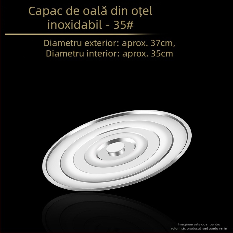 Capac pentru găleata de supă din oțel inoxidabil, gros, de calitate alimentară, capac plat, rotund, universal pentru uz casnic, dimensiune mare