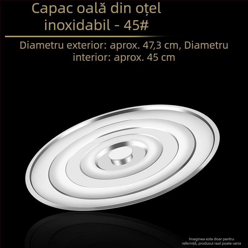 Capac pentru găleata de supă din oțel inoxidabil, gros, de calitate alimentară, capac plat, rotund, universal pentru uz casnic, dimensiune mare