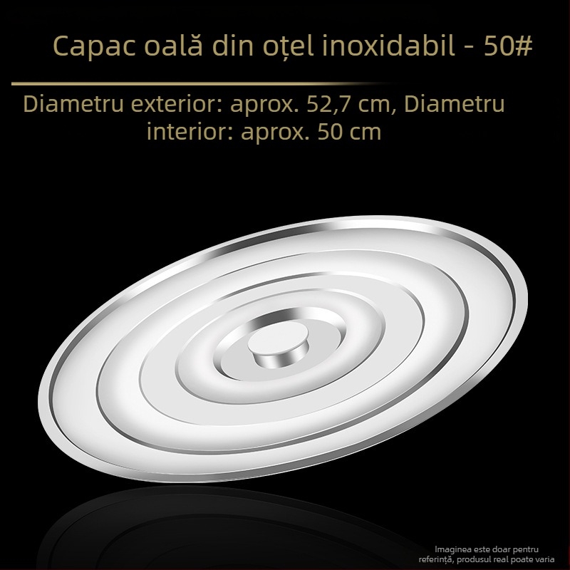 Capac pentru găleata de supă din oțel inoxidabil, gros, de calitate alimentară, capac plat, rotund, universal pentru uz casnic, dimensiune mare