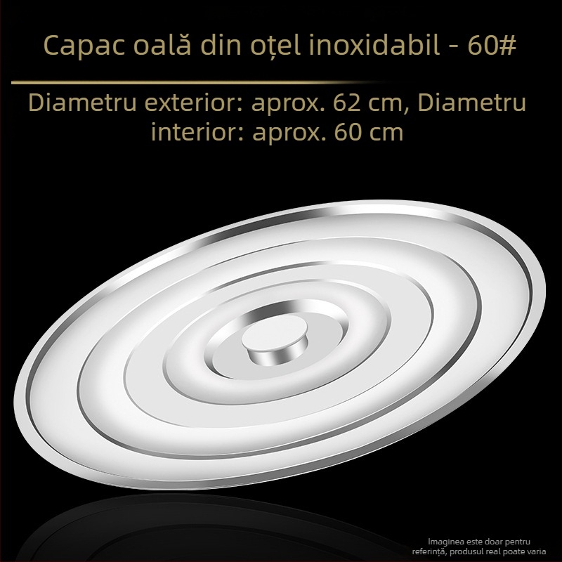 Capac pentru găleata de supă din oțel inoxidabil, gros, de calitate alimentară, capac plat, rotund, universal pentru uz casnic, dimensiune mare
