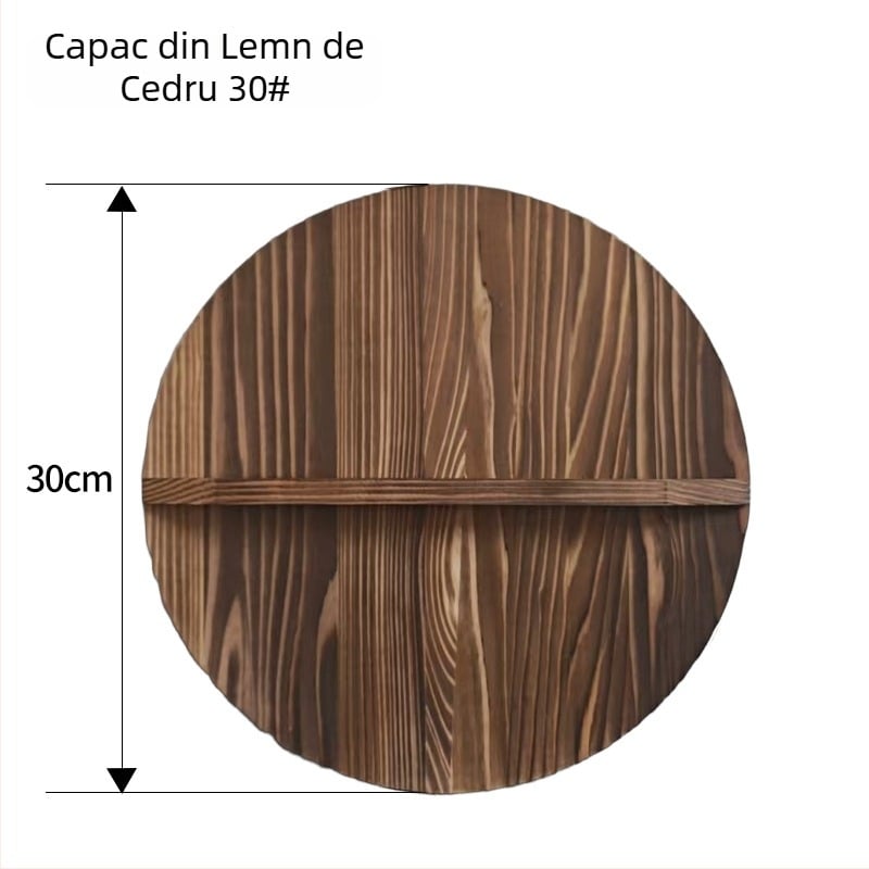 Capac rotund din lemn de cedru pentru wok, capac mare din lemn, stil vintage