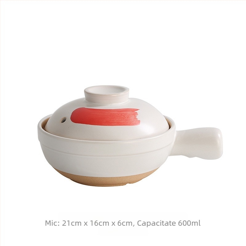 Oală de ceramică în stil japonez pentru orez, set de dimensiuni multiple (mare/mic), vas pentru hrana bebelușilor, compatibil cu aragazul pe gaz, rezistent la crăpături, oală de gătit cu mâner unic