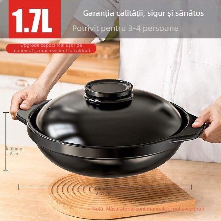Oală mică de lut pentru uz casnic, compatibilă cu aragazul pe gaz, specială pentru orez gătit în vas de lut, rezistentă la temperaturi înalte, nu se crapă, oală pentru supă, potrivită pentru utilizare comercială